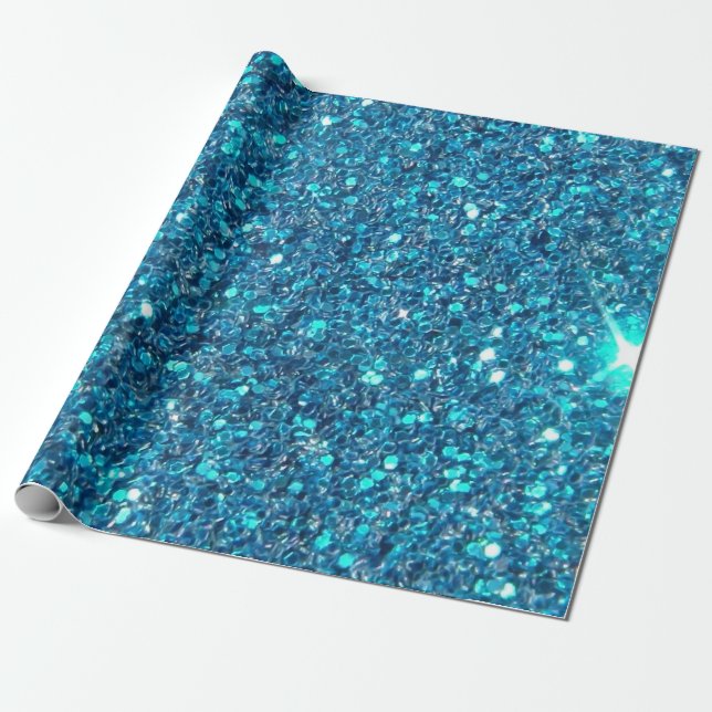 Extravagant Blue Glitter Shine Presentpapper (Utrullad)