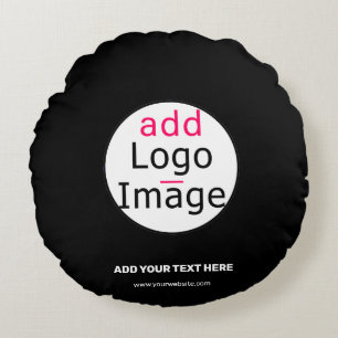 Extravagant Business Chic Anpassade Logotyp Black Rund Kudde