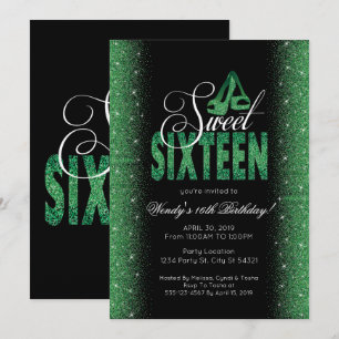 Extravagant Emerald Sweet 16-partsinbjudningar Inbjudningar