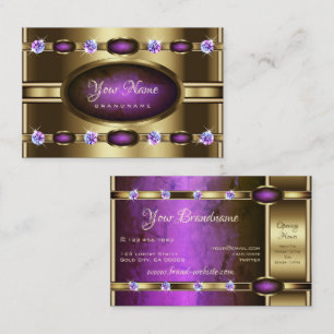 Extravagant Golden med Chic Lila Marble Mönster Visitkort