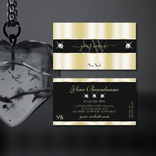 Extravagant Guld Black Sparkling Diamonds Initiale Visitkort
