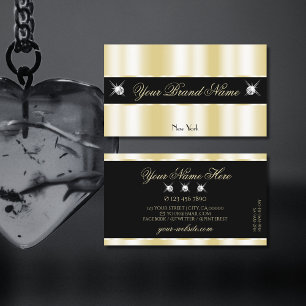 Extravagant Guld Black Sparkling Diamonds Luxury Visitkort