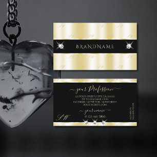 Extravagant Guld Black Sparkling Diamonds Monogram Visitkort