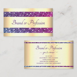 Extravagant Guld Effekt Lila Glitter Gnistra Visitkort