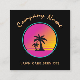 Extravagant Handflatan Träd Sunset Exotic Landscap Fyrkantigt Visitkort
