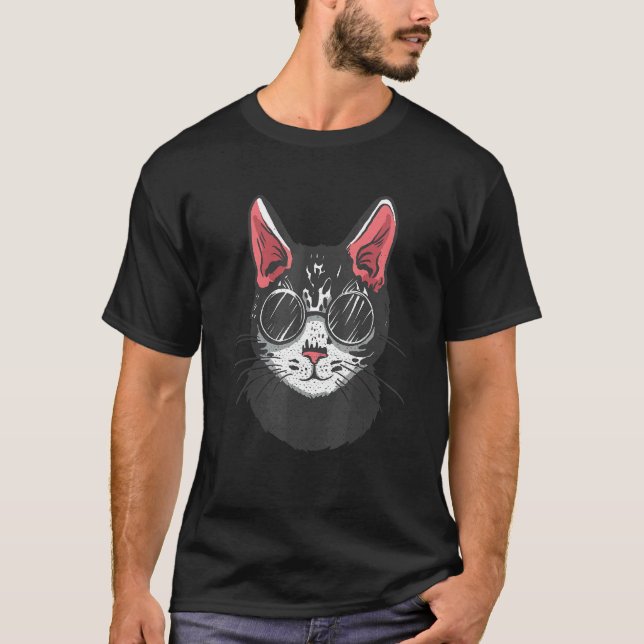 Extravagant katt med solglasögon t shirt (Framsida)