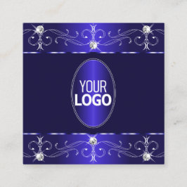 Extravagant Royal Blått ornament med Logotyp Fyrkantigt Visitkort