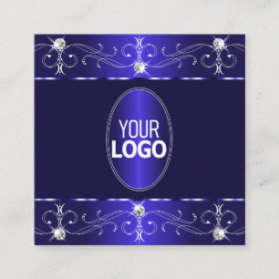Extravagant Royal Blått ornament med Logotyp Fyrkantigt Visitkort