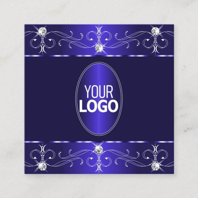 Extravagant Royal Blått ornament med Logotyp Fyrkantigt Visitkort (Framsida)