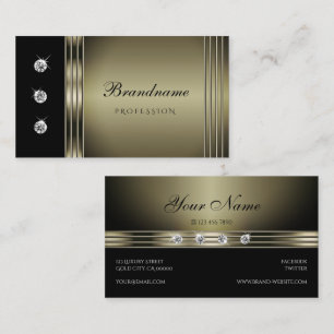 Extravagant Silver och Black med Faux Rhinestones Visitkort