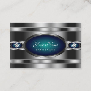 Extravagant Silver och Blue med Faux Rhinestones Visitkort