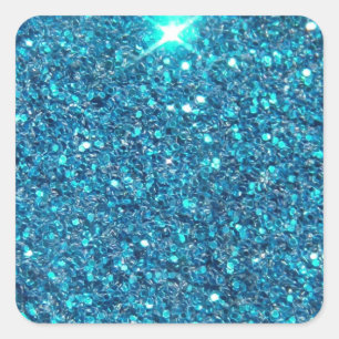 Extravagant Teal Blue Glitter Shine Fyrkantigt Klistermärke