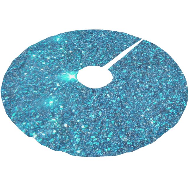 Extravagant Teal Blue Glitter Shine Julgransmatta Borstad Polyester (Vinklad)