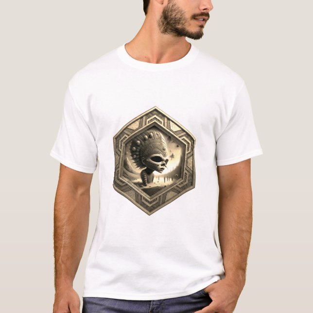 Extrem fantasi bild av utomjording i pool t shirt (Framsida)