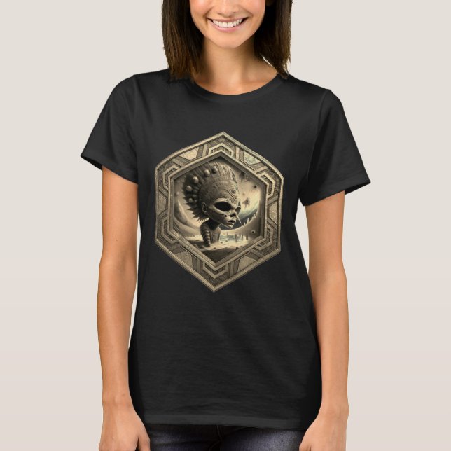 Extrem fantasibild av utomjording i pool t shirt (Framsida)
