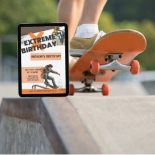 Extrem Födelsedag Skateboard Inbjudningar