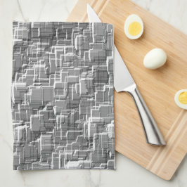 Extrem övertäckning  av grått-präglade kvadrater kökshandduk