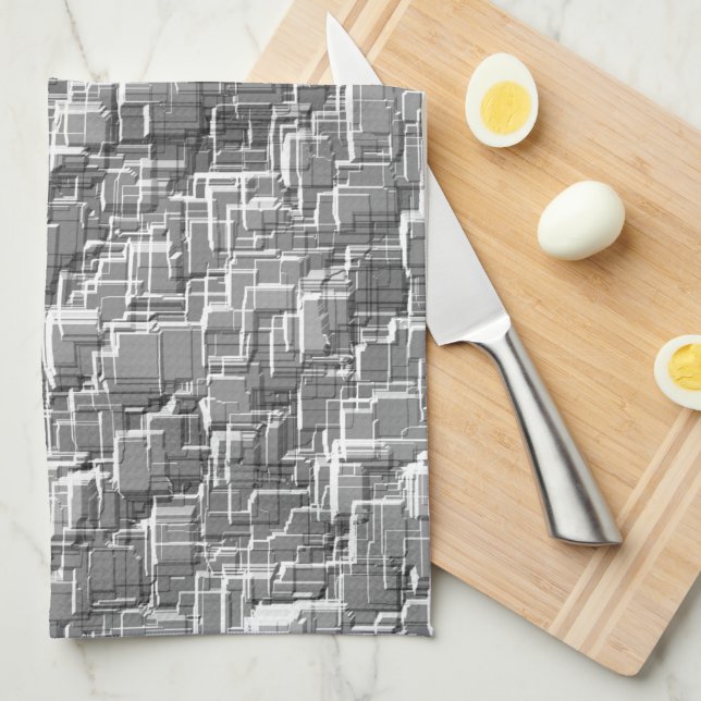 Extrem övertäckning  av grått-präglade kvadrater kökshandduk (Vikt i Fjärdedel)