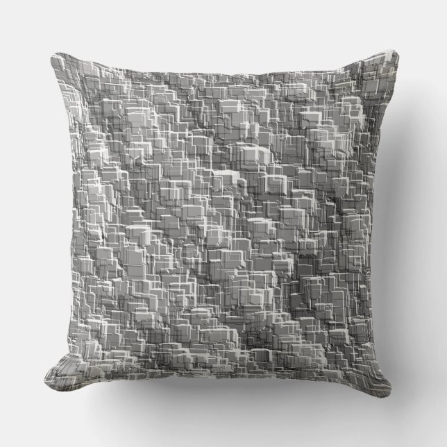 Extrem övertäckning  av grått-präglade kvadrater kudde (Framsida)