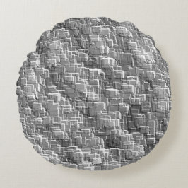 Extrem övertäckning  av grått-präglade kvadrater rund kudde