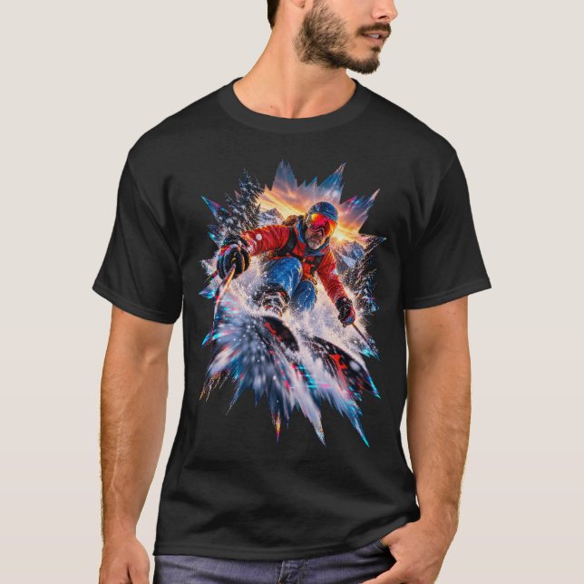 Extrem pulverskidning bergs äventyr t shirt (Framsida)