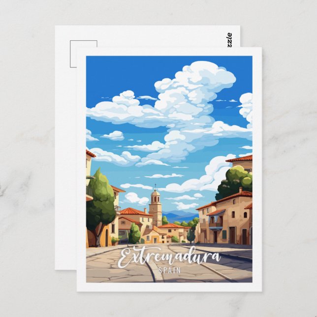 Extremadura Spanien vintage resor Vykort (Fram/baksida)