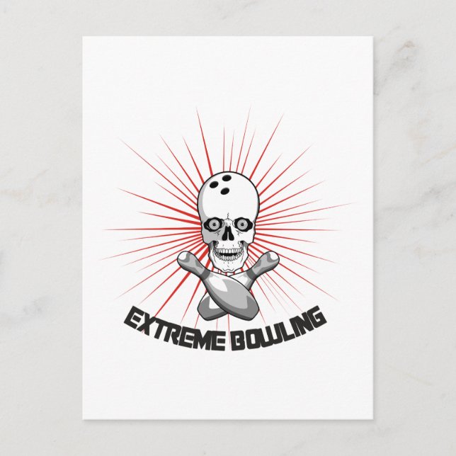 Extreme Bowling Skull & Kor Stift Vykort (Framsida)