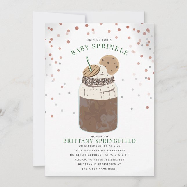 Extreme Chocolate Milkshake Baby Sprinkle Inbjudningar (Framsida)