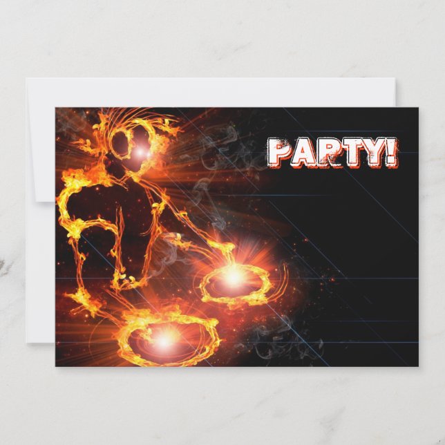 Extreme coola Flaming DJ-partiinbjudan. Inbjudningar (Framsida)