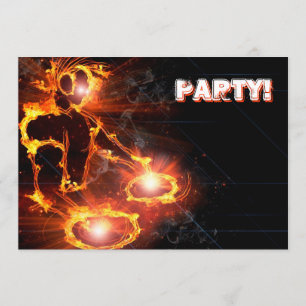 Extreme coola Flaming DJ-partiinbjudan. Inbjudningar