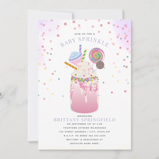 Extreme Crazy Milkshake Girl Baby Shower Sprinkle  Inbjudningar (Framsida)