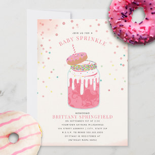 Extreme Crazy MilkskakGirl Baby Sprinkle Donut Inbjudningar