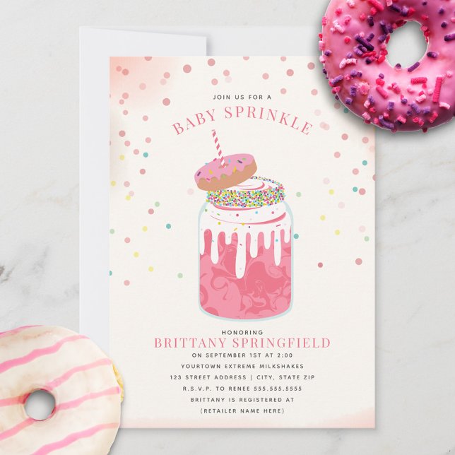 Extreme Crazy MilkskakGirl Baby Sprinkle Donut Inbjudningar (Skapare uppladdad)