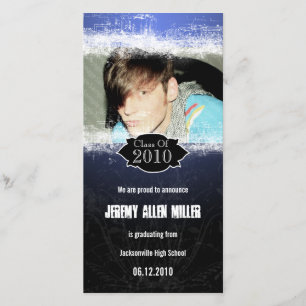 Extreme Grunge Blue Black Studenten Photo Card Meddelande