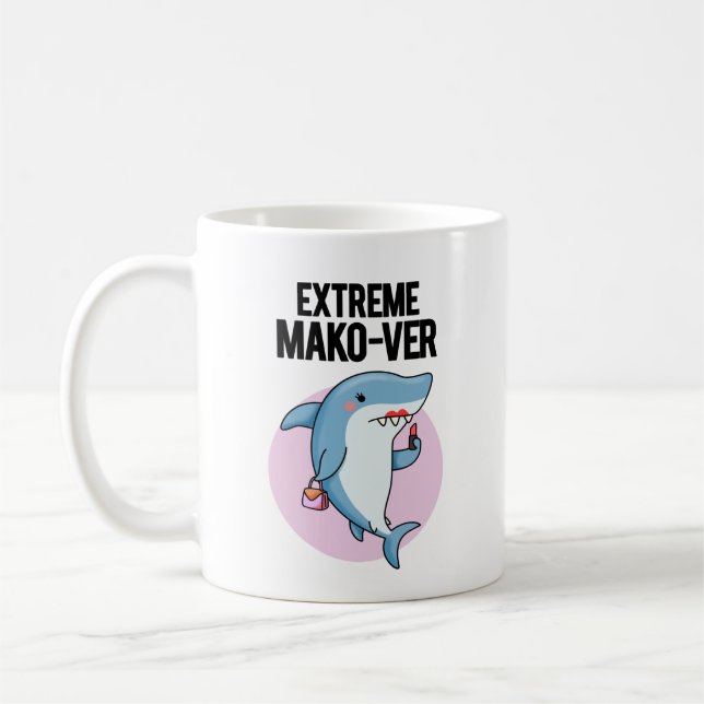 Extreme Mako-ver Funny Mako Shark Pun Kaffemugg (Vänster)