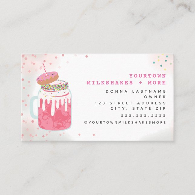 Extreme Milkshake Rosa Donut Sprinkles Visitkort (Framsida)