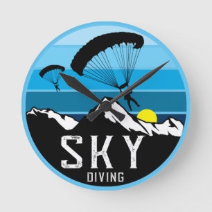 Extreme Skydiving Fallskärm    SportsRound Clock Rund Klocka