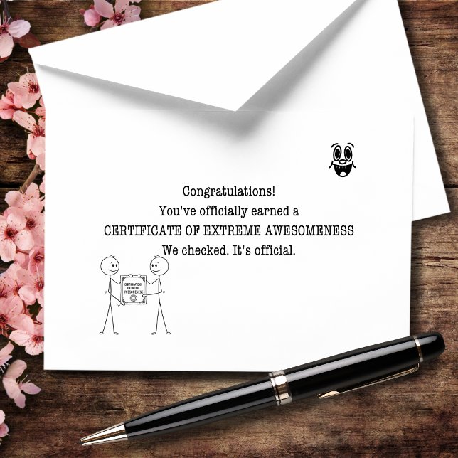 Extremt Awesomhetscertifikat Tack Kort (Officially certified awesome. We checked. It's true.)