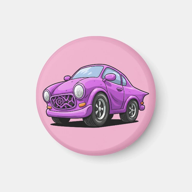 Extremt Böjd Lila Auto Konst  Magnet (Framsidan)