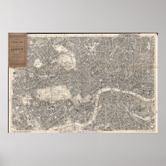 Extremt detaljerad Karta i London 1899 Poster