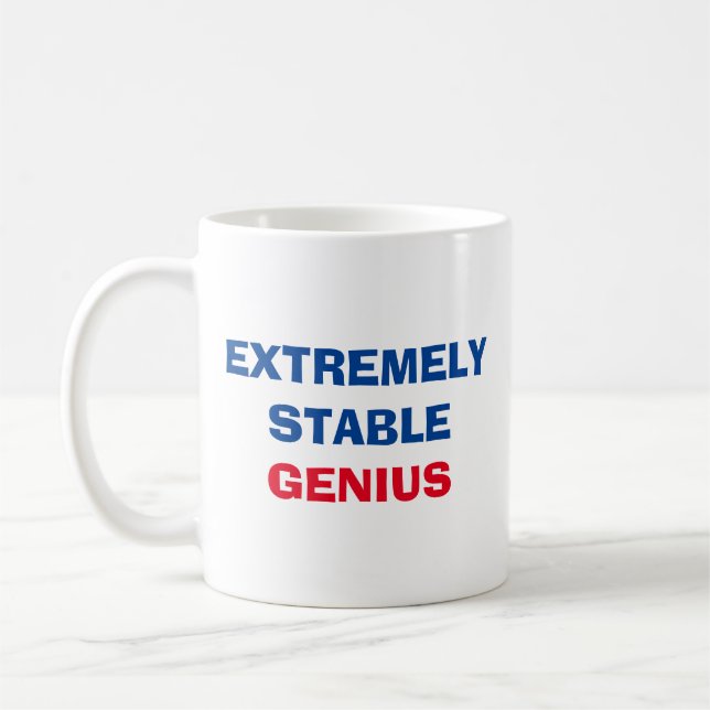 Extremt stabil Genius Donald Trump Funny Quote Kaffemugg (Vänster)