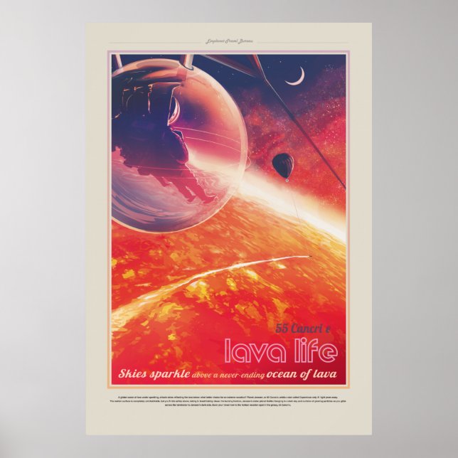 Extremt Varm Ballong över en vulkanisk Helveteslan Poster (Framsidan)