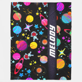 Extrerymdsjordens galaxi måne och stjärnor mönster fleecefilt