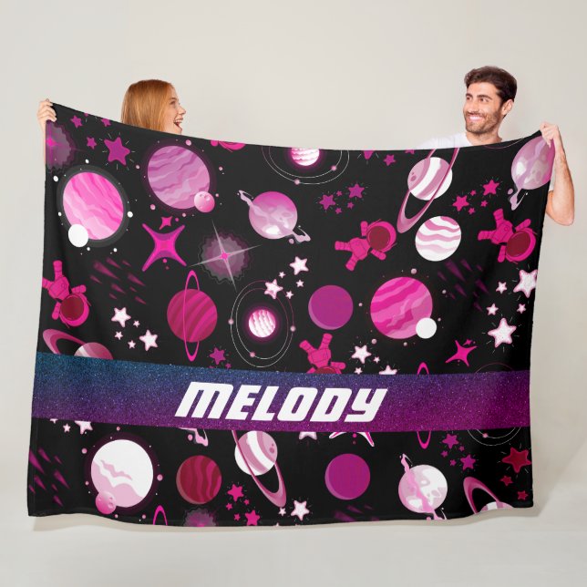 Extrerymdsjordens galaxi måne och stjärnor mönster fleecefilt (På plats)