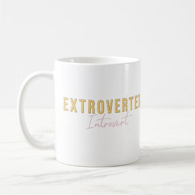 Extroverterad introduvert Roligt Typography Art Kaffemugg (Vänster)