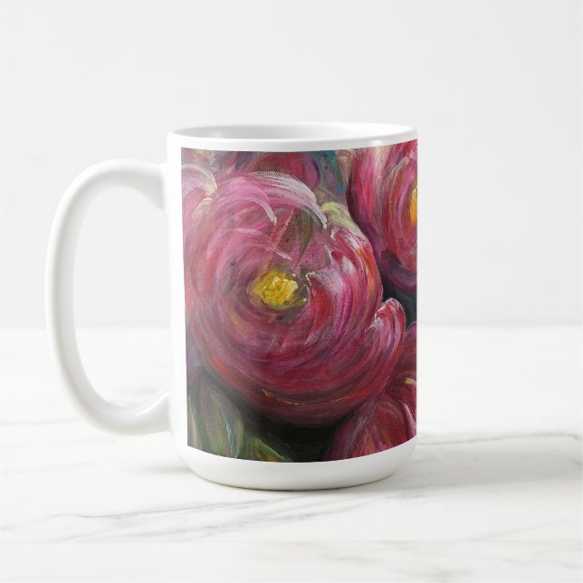Exuberance pink flower painting kaffemugg (Vänster)