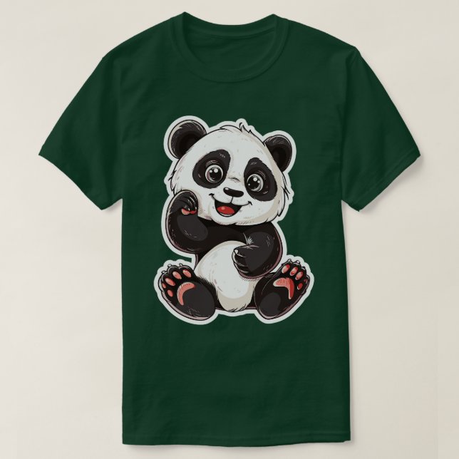 Exuberant Panda Buddy Sticker 2 T Shirt (Design framsida)
