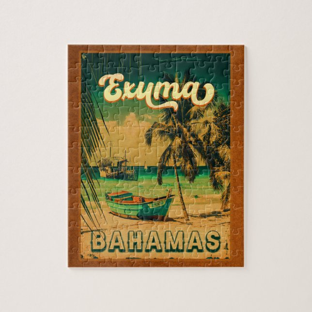 Exuma Bahamas - Beach Vintage Retro Souvenirs Pussel (Vertikal)