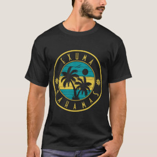 Exuma Bahamas-öarna Retro Handflatan Träd Souvenir T Shirt