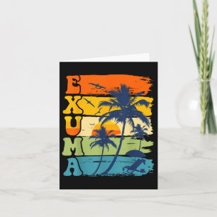 Exuma Bahamas Retro Handflatan Träd Beach Summer V Kort